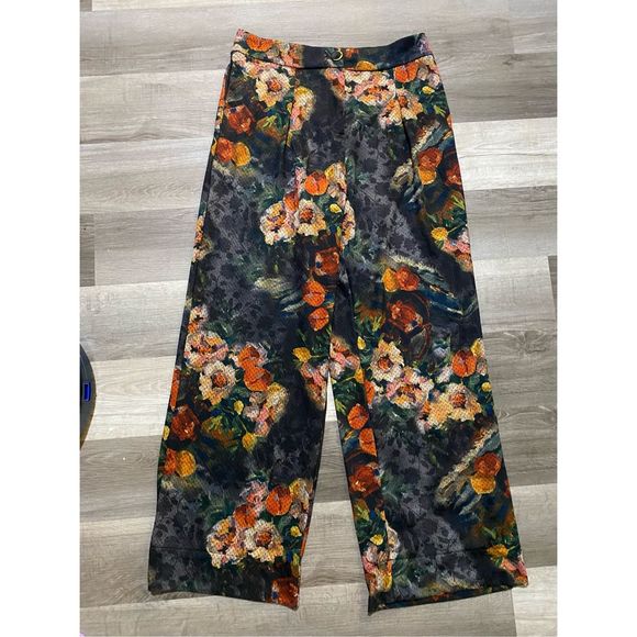 Anthropologie Eva Franco Simone Floral Trousers Multicolor, Size Large, MP $125 - Picture 2 of 9